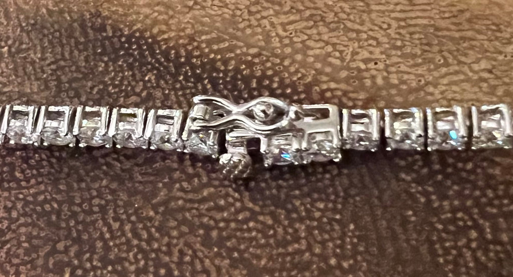 Moissanite and Sterling Silver Square Bezel-Set Tennis Bracelet (2.5mm)