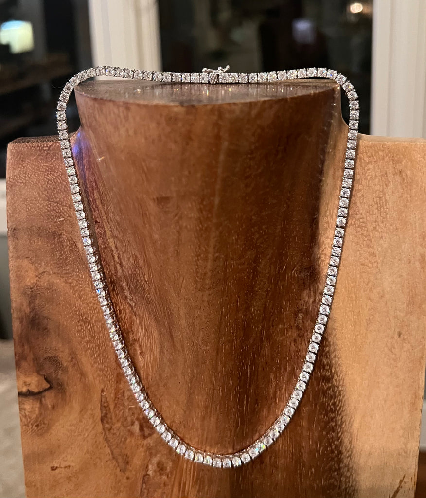 Square Bezel-Set Tennis Necklace (3mm)