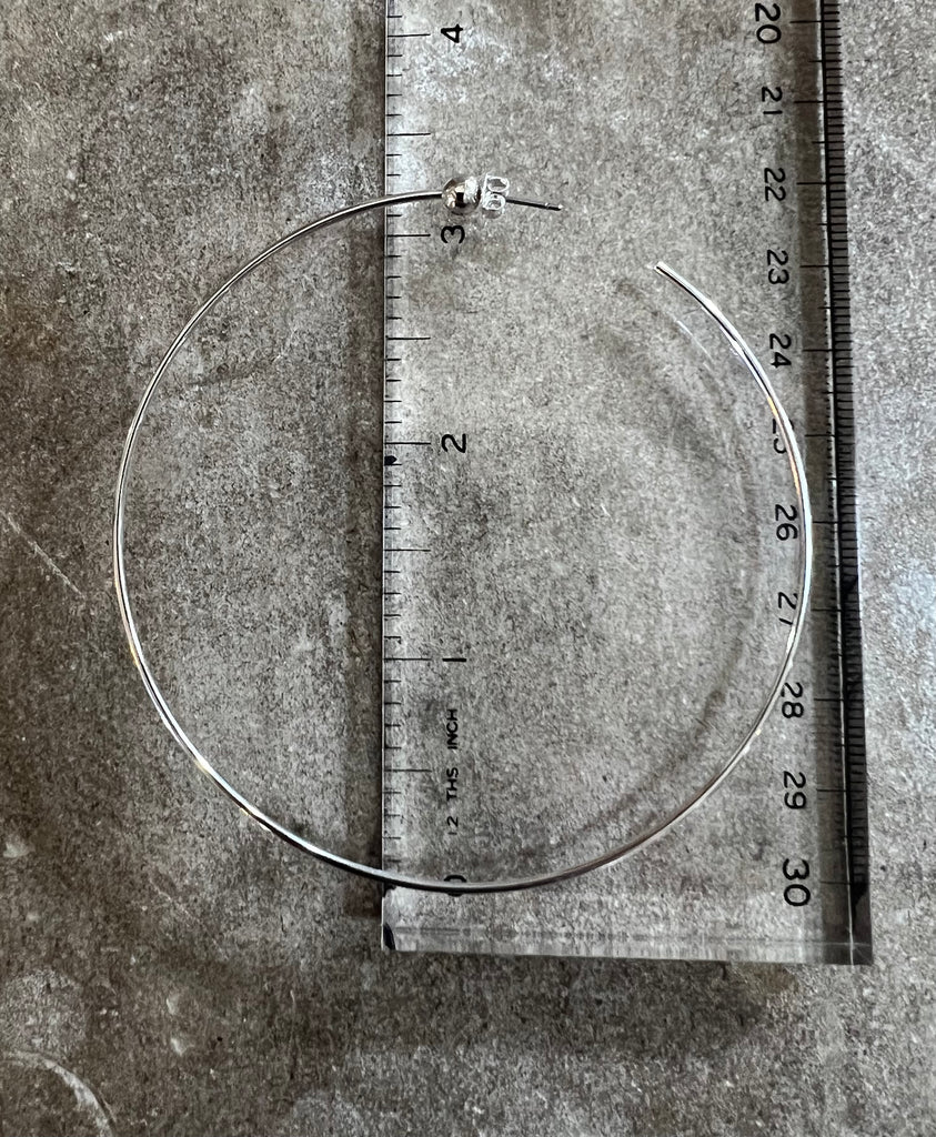 Icon Hoops in Silver/Silver Finish in Large (Approx. 3" in Diameter)