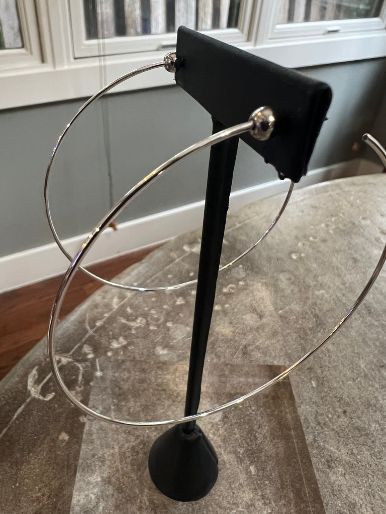 Icon Hoops in Silver/Silver Finish in Large (Approx. 3" in Diameter)