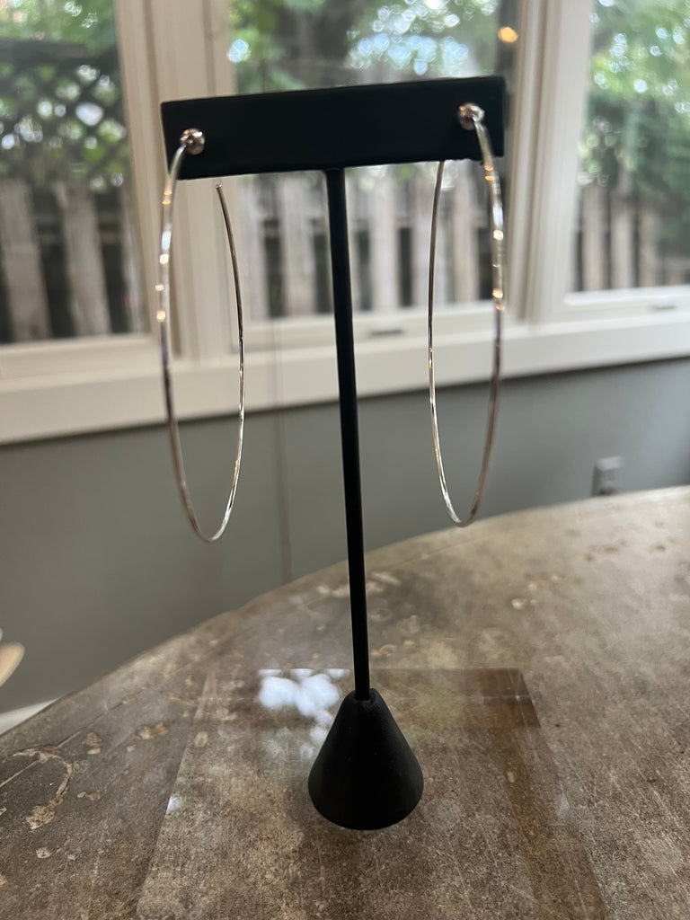 Icon Hoops in Silver/Silver Finish in Large (Approx. 3" in Diameter)