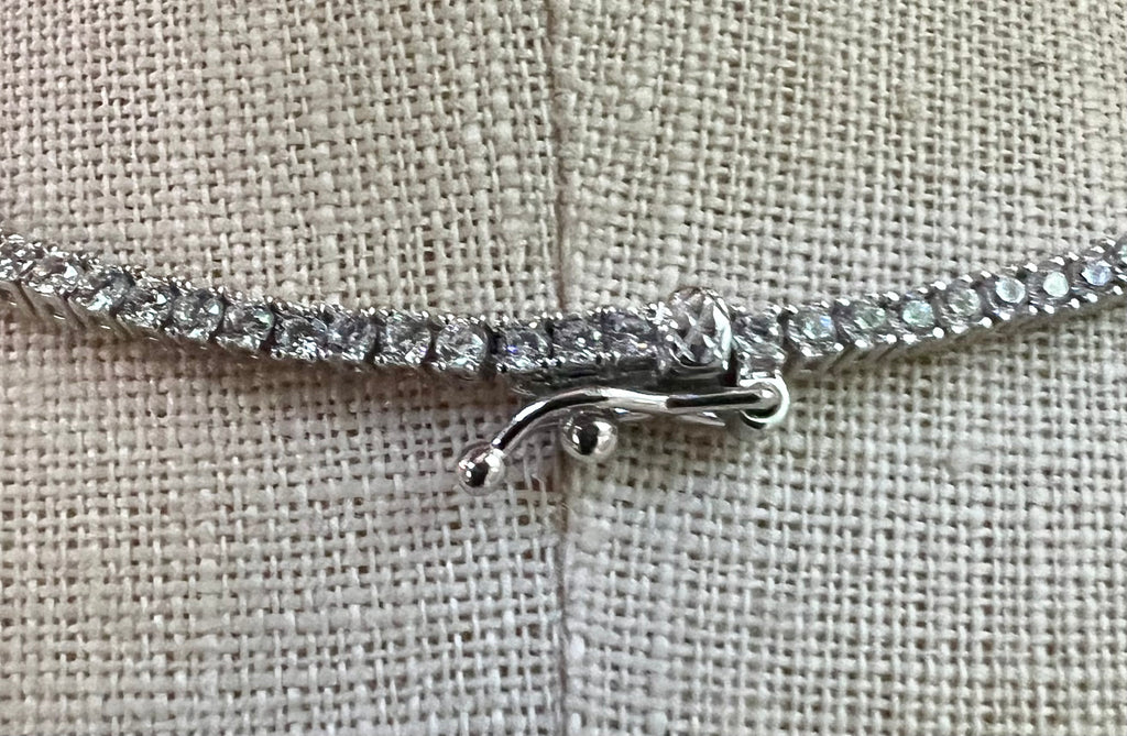 Square Bezel-Set Tennis Necklace in Sterling Silver with Cubic Zirconia (CZ) Stones (2mm)