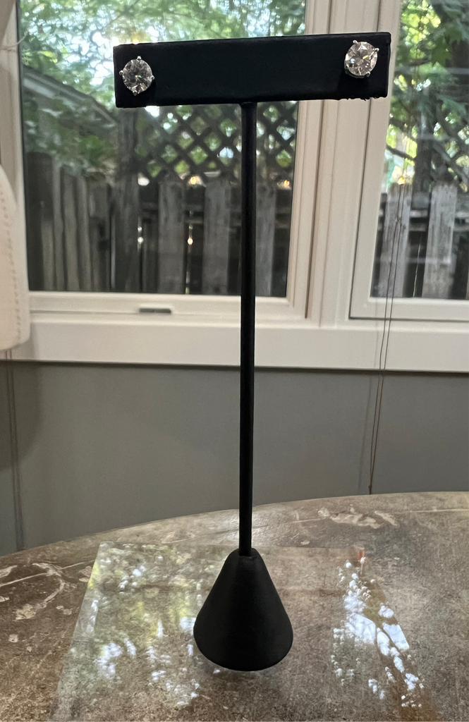 Brilliant Round Moissanite and Sterling Silver 4 Prong Screw Back Stud Earrings (7mm)