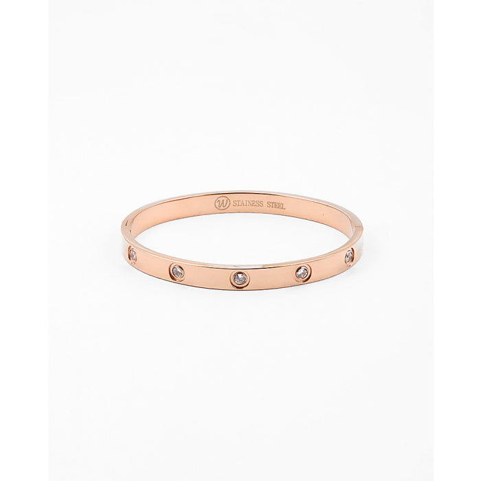 Stainless Steel Cuff Bracelet with Embedded Crystals