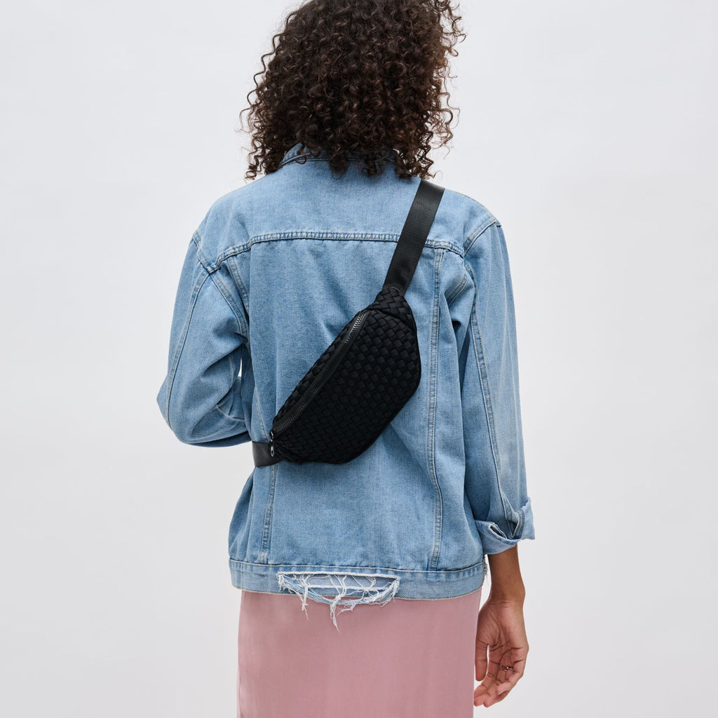 Woven Neoprene Belt Bag in Black
