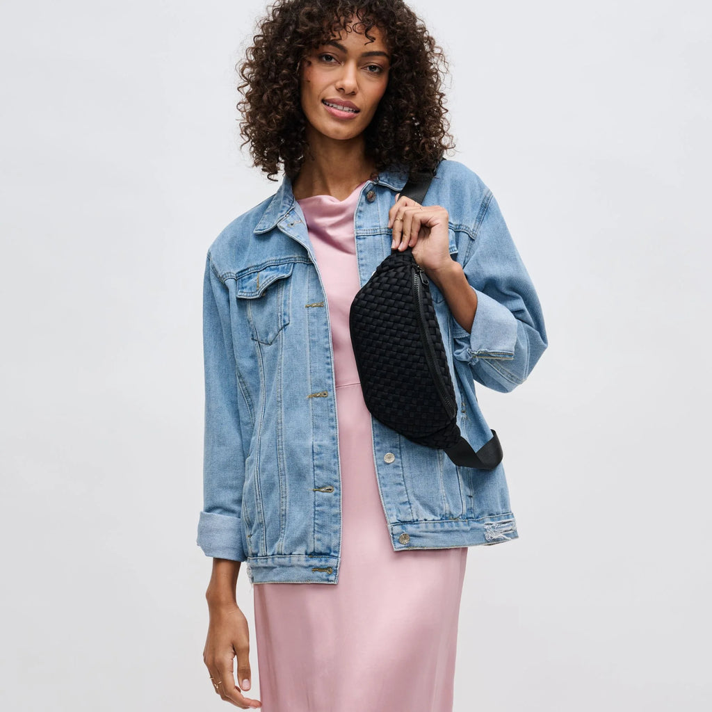 Woven Neoprene Belt Bag in Black