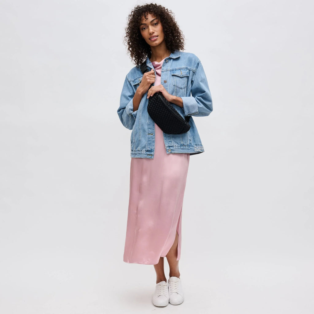 Woven Neoprene Belt Bag in Black