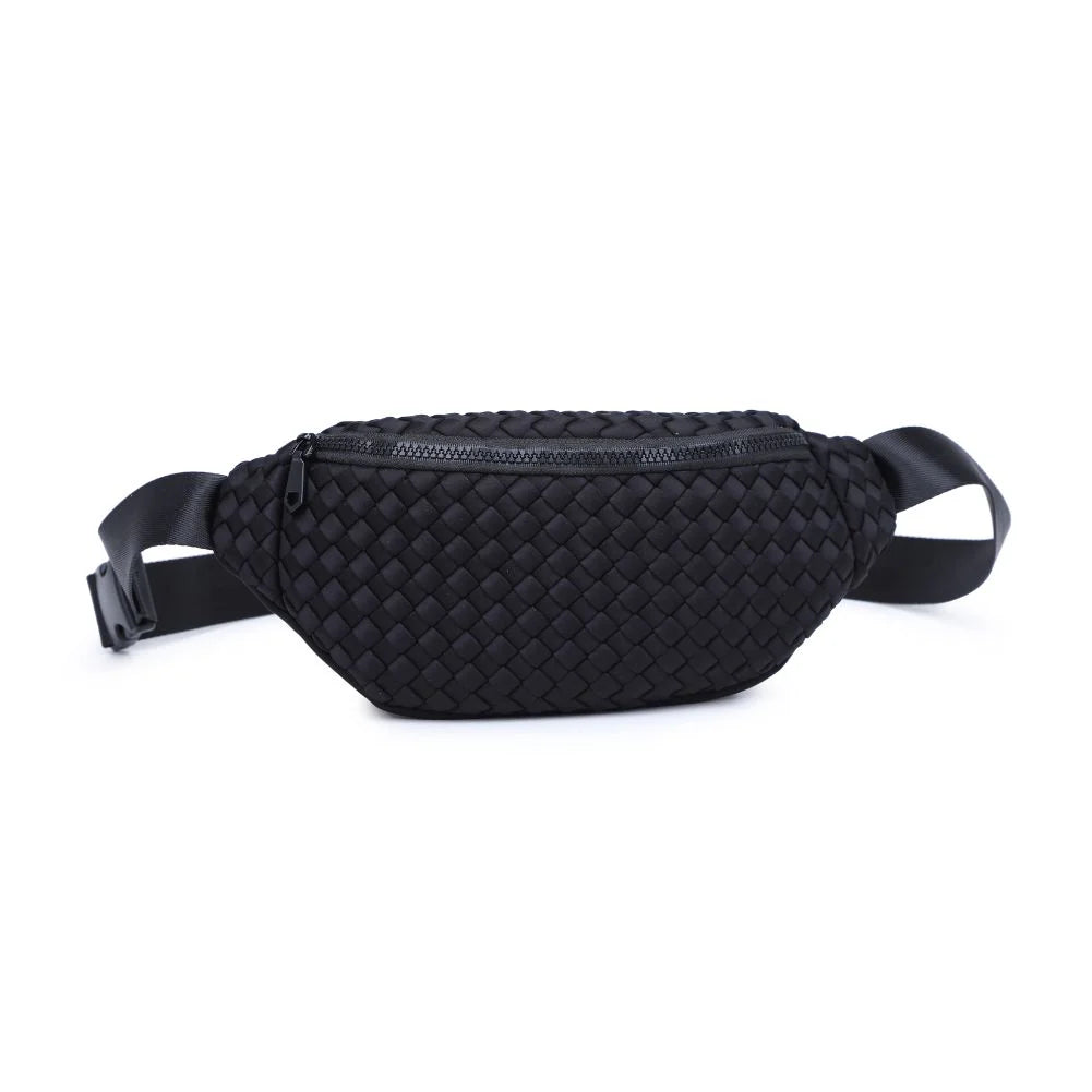 Woven Neoprene Belt Bag in Black