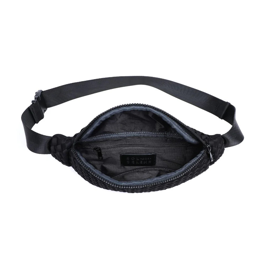 Woven Neoprene Belt Bag in Black