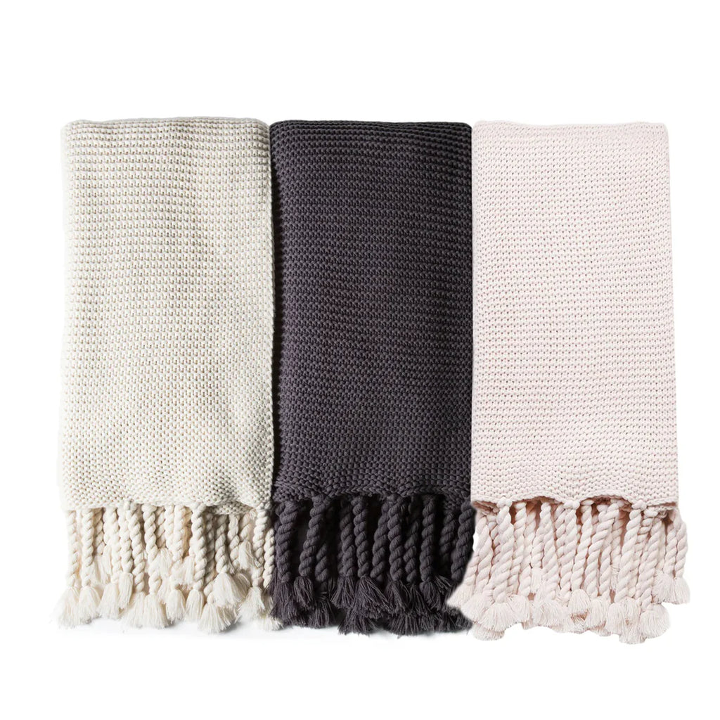 Pom Pom at Home Trestles Cable Knit Ovesized Throw Blanket in Blush