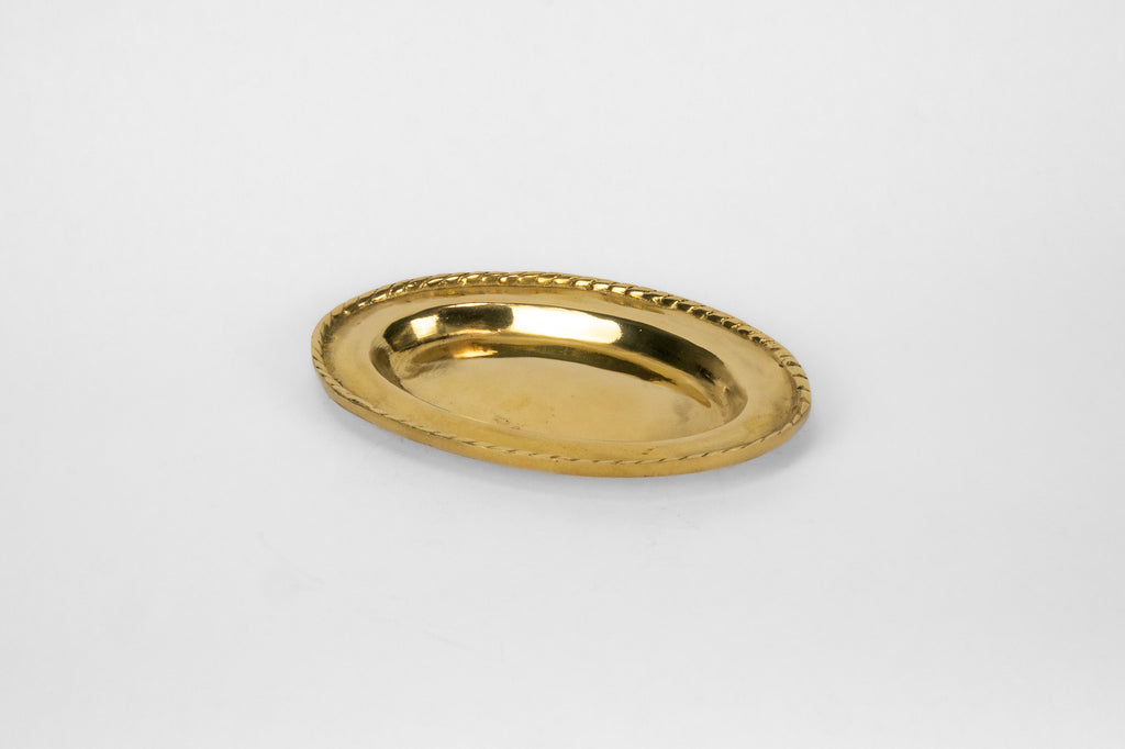 Braided Oval Catch All Bowl or Small Jewelry Tray in Brass