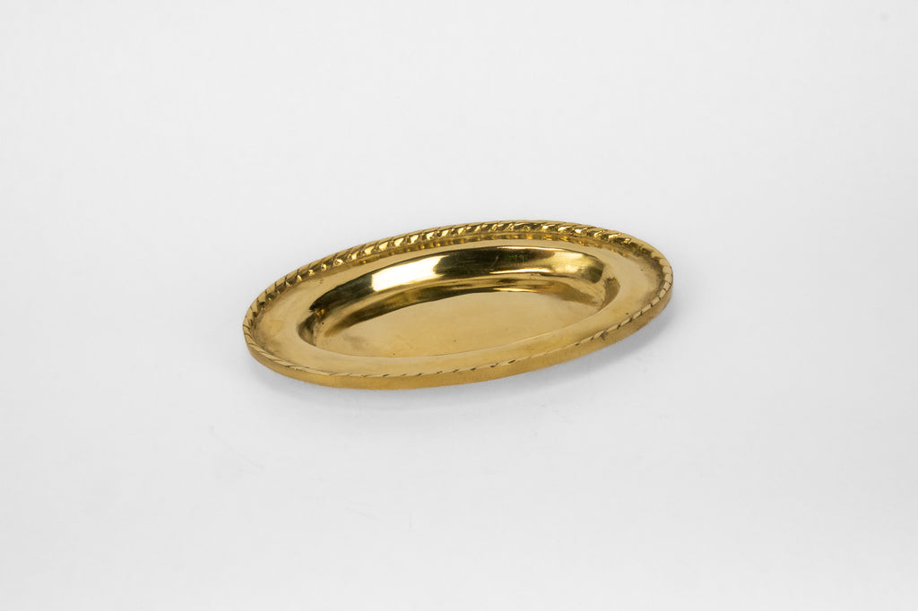 Braided Oval Catch All Bowl or Small Jewelry Tray in Brass