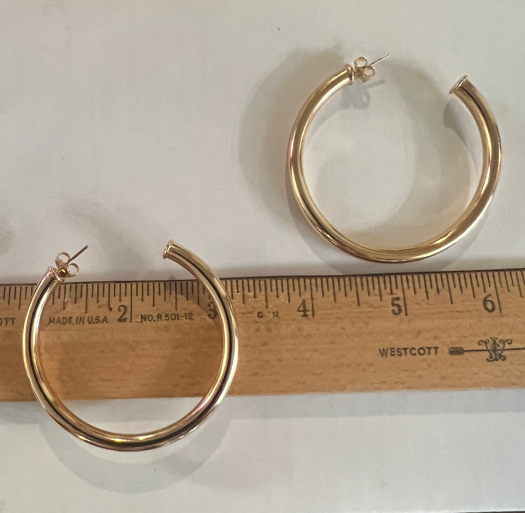 Chunky Tube Hoop Earrings in 2" Diameter