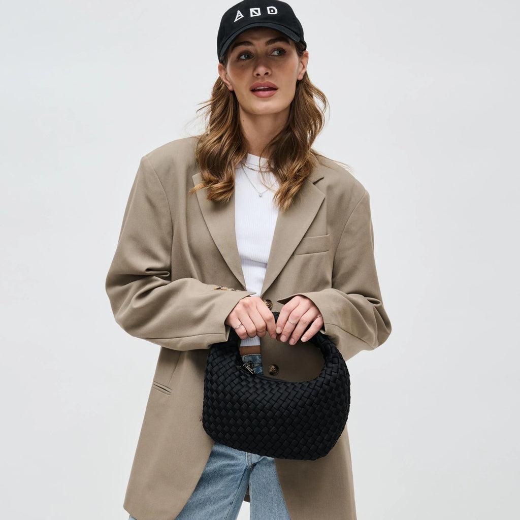 Mini Woven Neoprene Hobo in Black