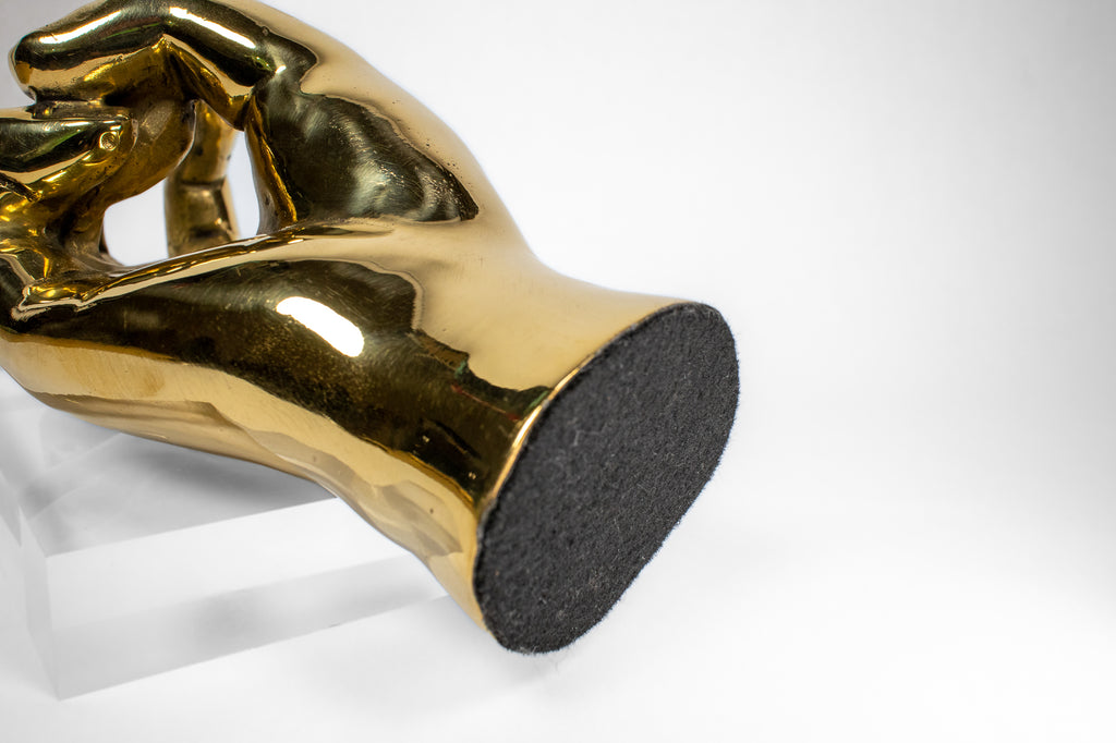 “W” or “UV” or “VU” Hand Sign Sculpture in Brass