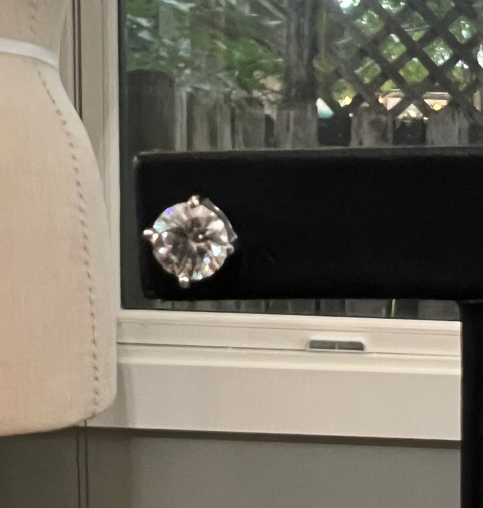 Brilliant Round Moissanite and Sterling Silver 4 Prong Screw Back Stud Earrings (7mm)