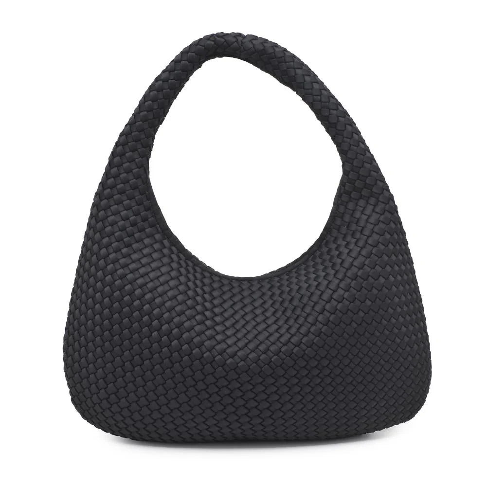 Large Woven Neoprene Hobo in Black