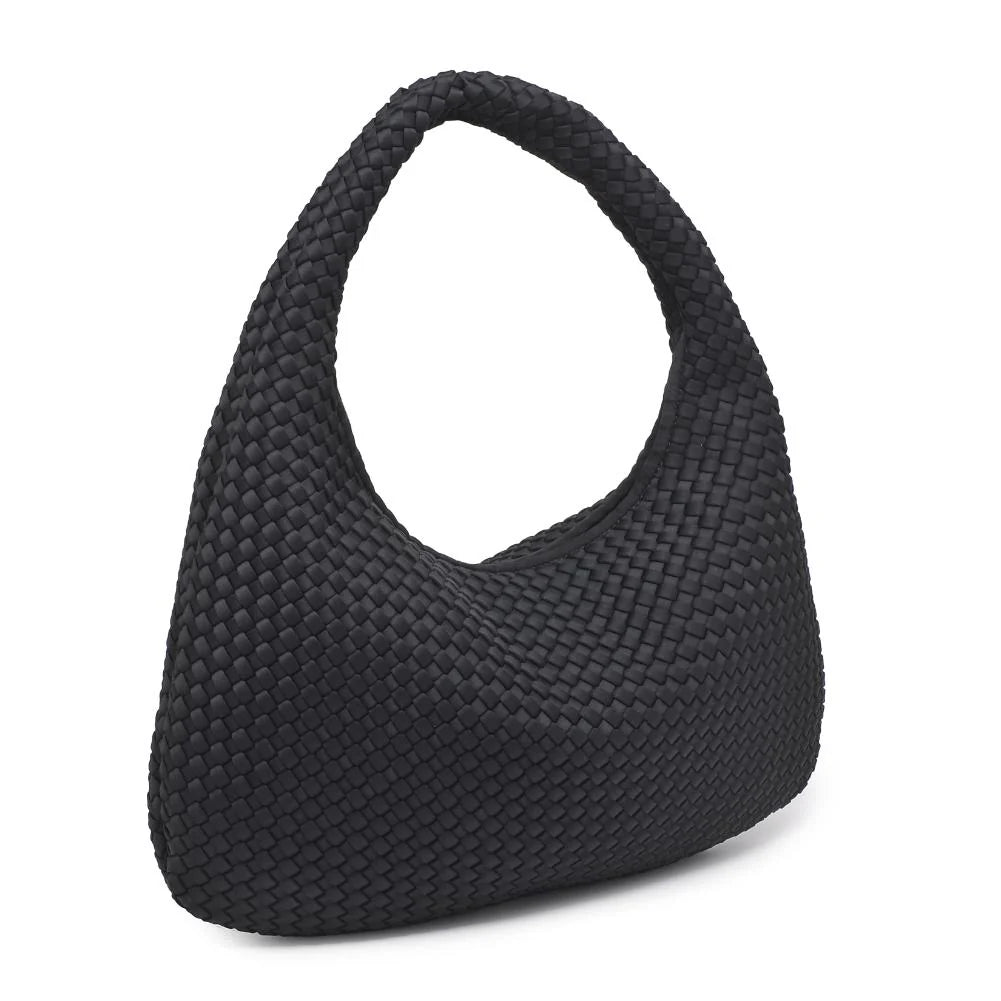 Large Woven Neoprene Hobo in Black
