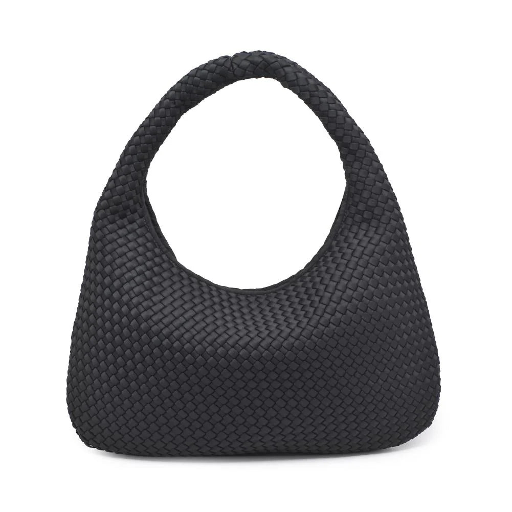 Large Woven Neoprene Hobo in Black