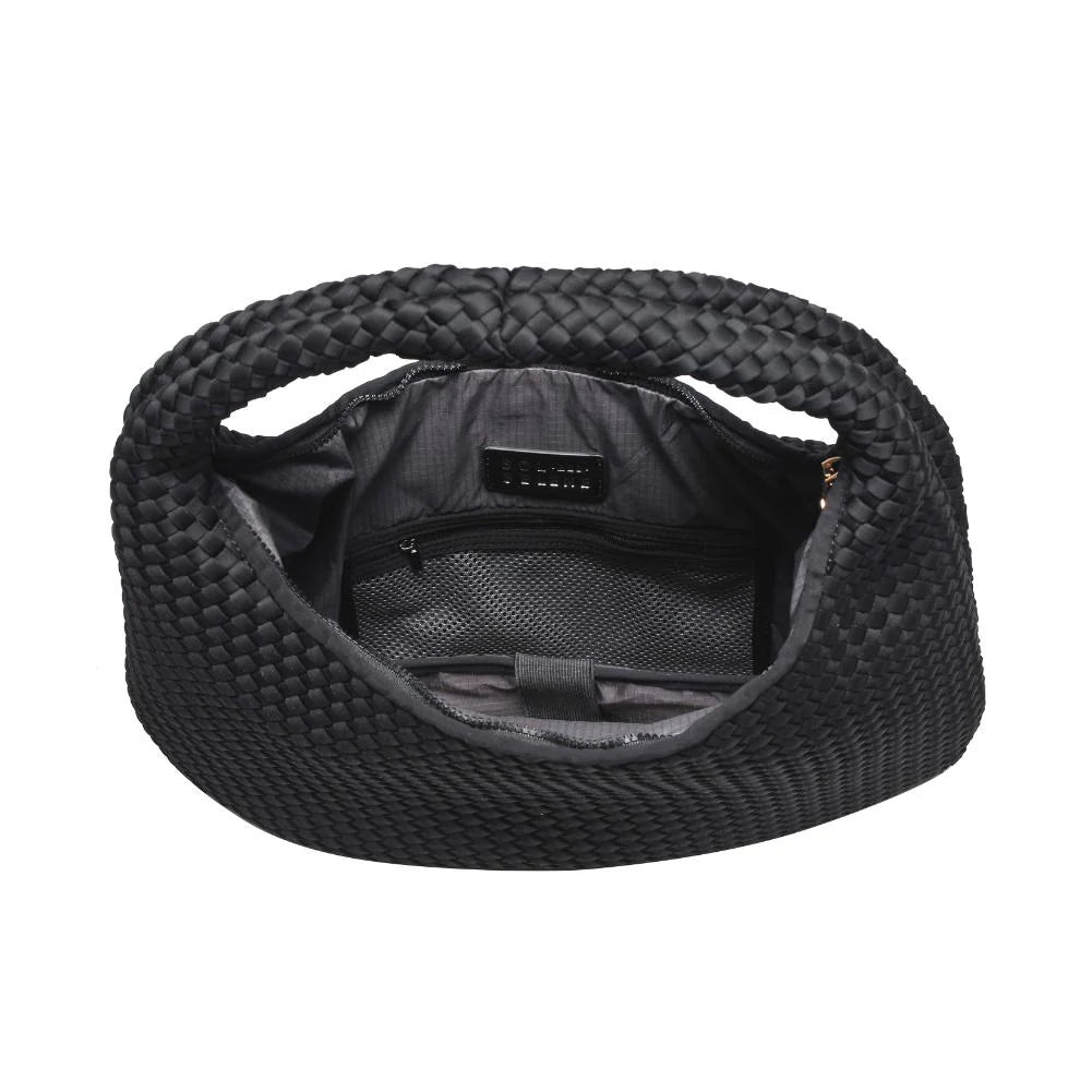 Large Woven Neoprene Hobo in Black