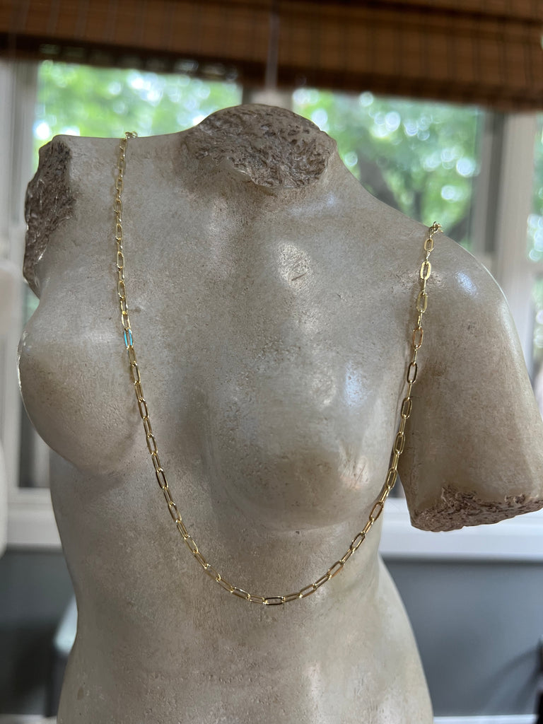 14K Gold Plated Sterling Silver Paper Clip Style Chain in 20" Length (Dainty)