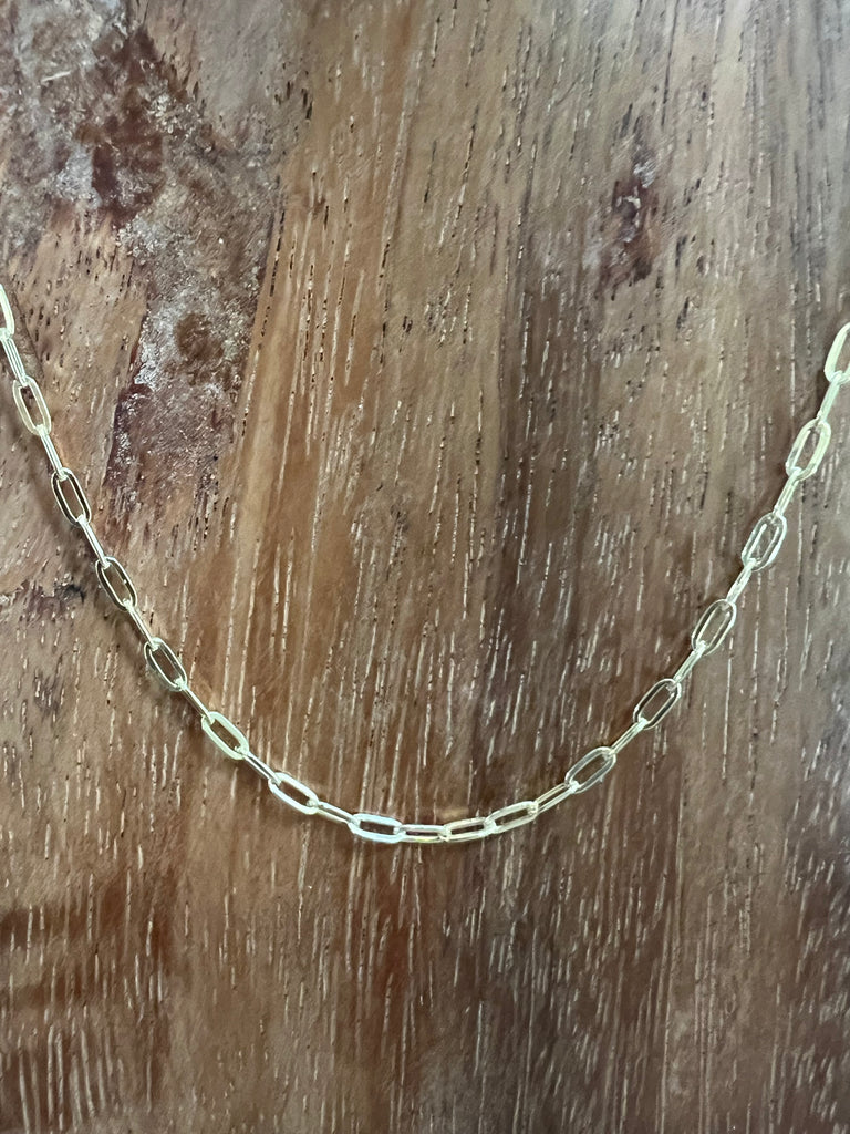 14K Gold Plated Sterling Silver Paper Clip Style Chain in 20" Length (Dainty)