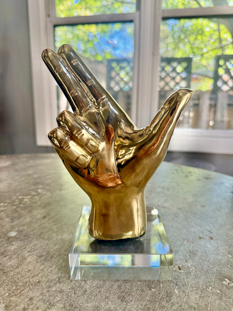Axe Hand Sign Sculpture in Brass