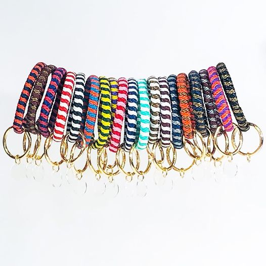 Key Ring by Maria Victoria in Maroon and White