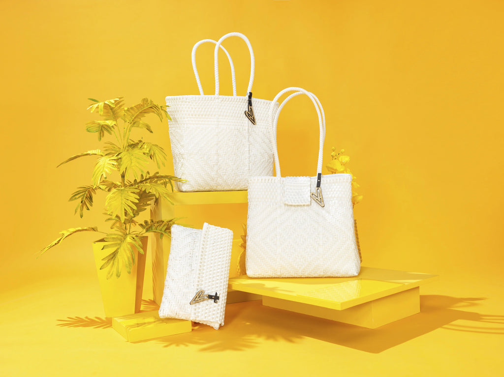 Handwoven Tote in Seashell by Maria Victoria