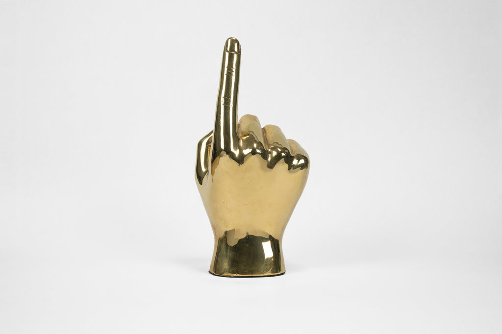 Number One (# 1) or the Pointing Emoji Hand Sign Sculpture in Brass