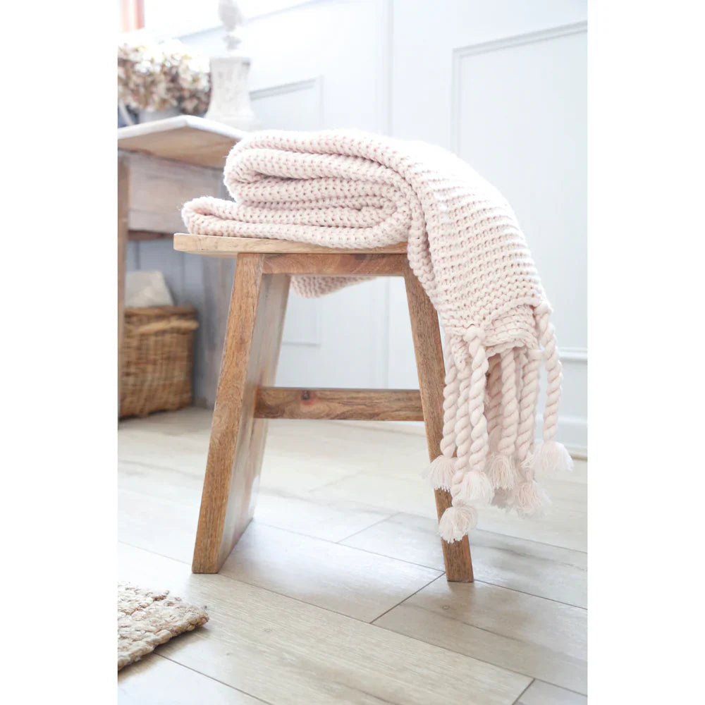 Pom Pom at Home Trestles Cable Knit Ovesized Throw Blanket in Blush
