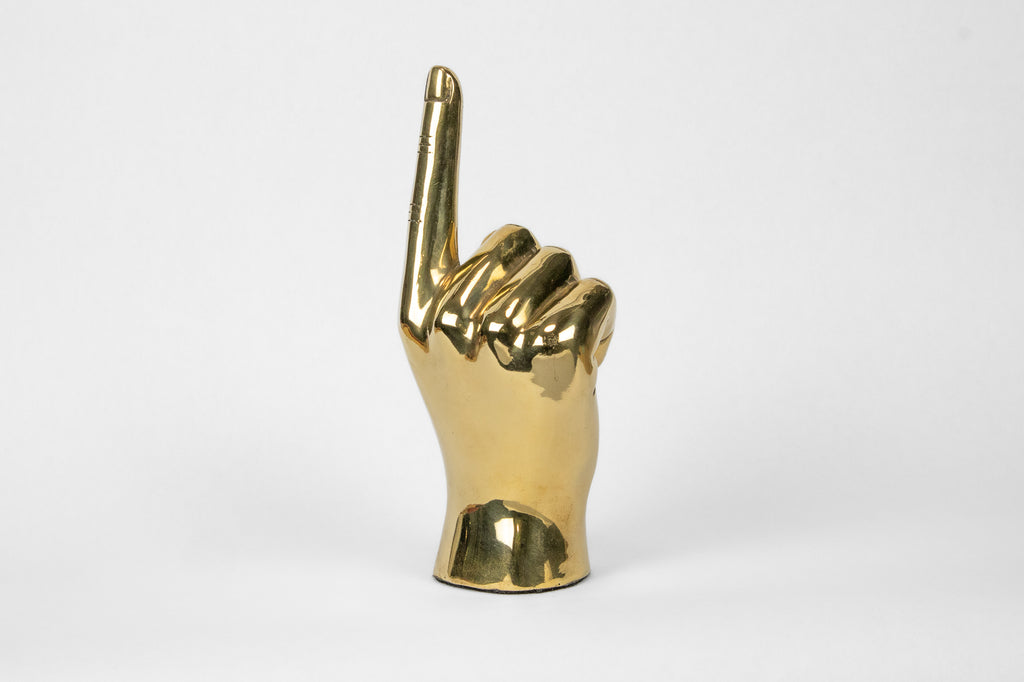 Number One (# 1) or the Pointing Emoji Hand Sign Sculpture in Brass
