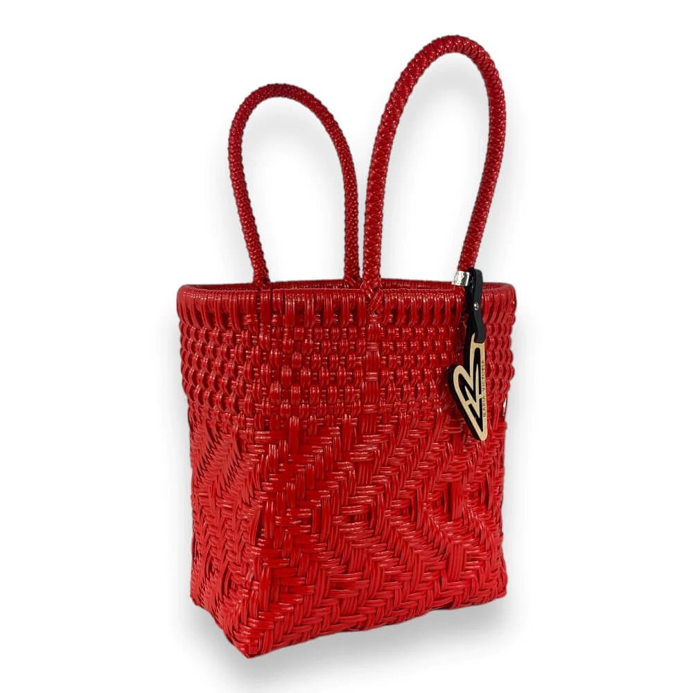 Handwoven Tote in Saturated Red by Maria Victoria