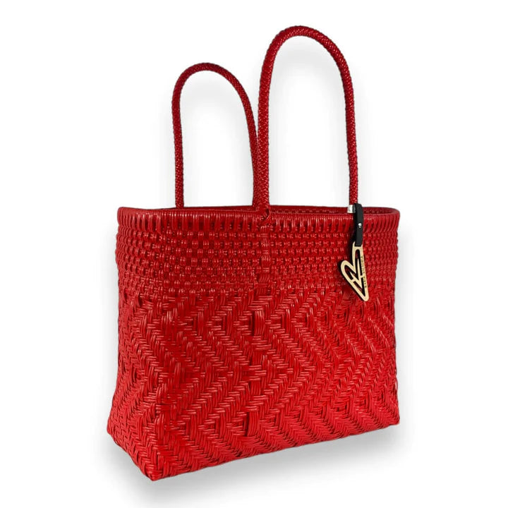 Handwoven Tote in Saturated Red by Maria Victoria