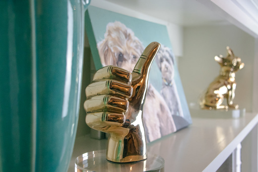 Thumbs Up or "Gig 'Em, Aggies" Hand Sign Sculpture in Brass