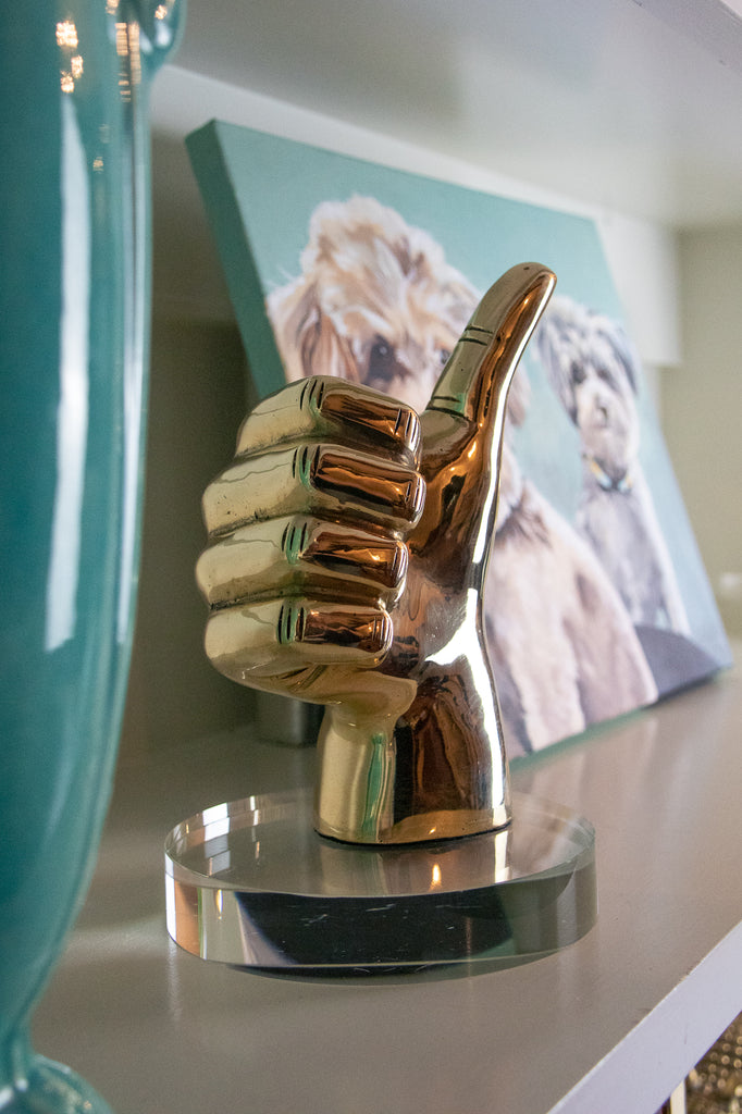 Thumbs Up or "Gig 'Em, Aggies" Hand Sign Sculpture in Brass