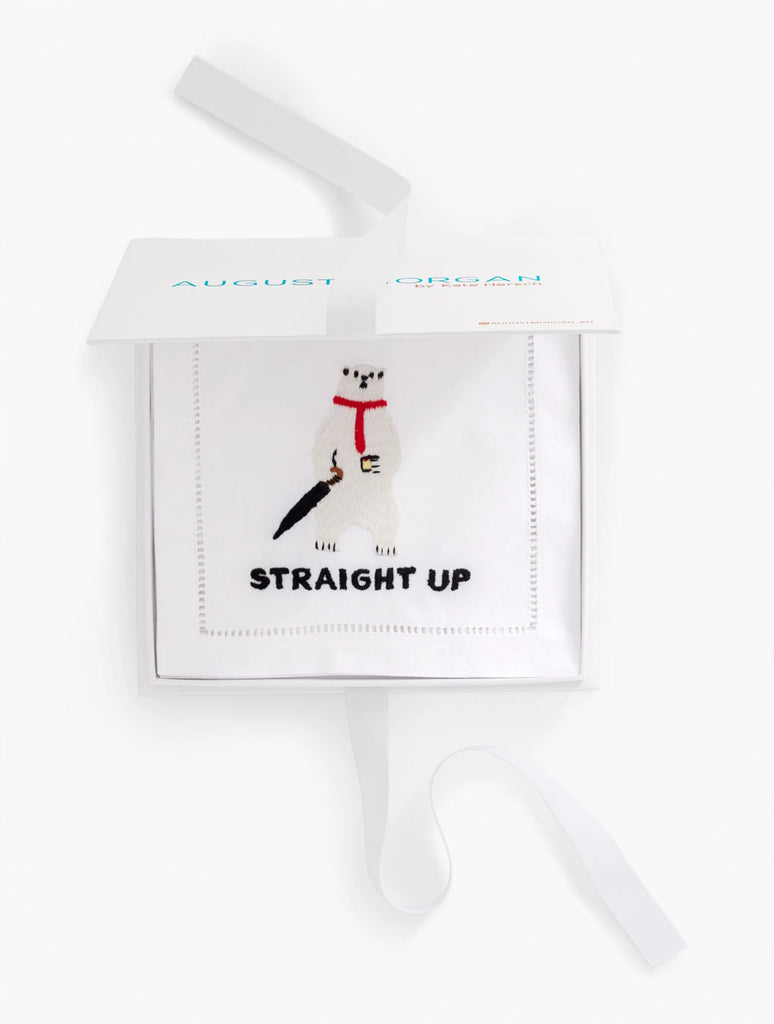 August Morgan Cocktail Napkin Set of 4 - Straight Up (White Polar Bear)