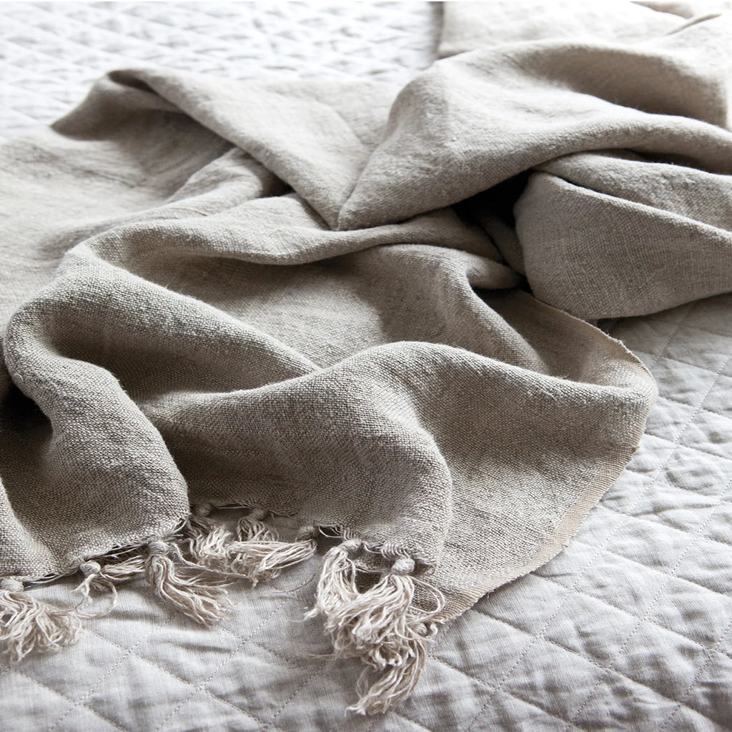 Pom Pom at Home Montauk Linen Throw Blanket in Ocean