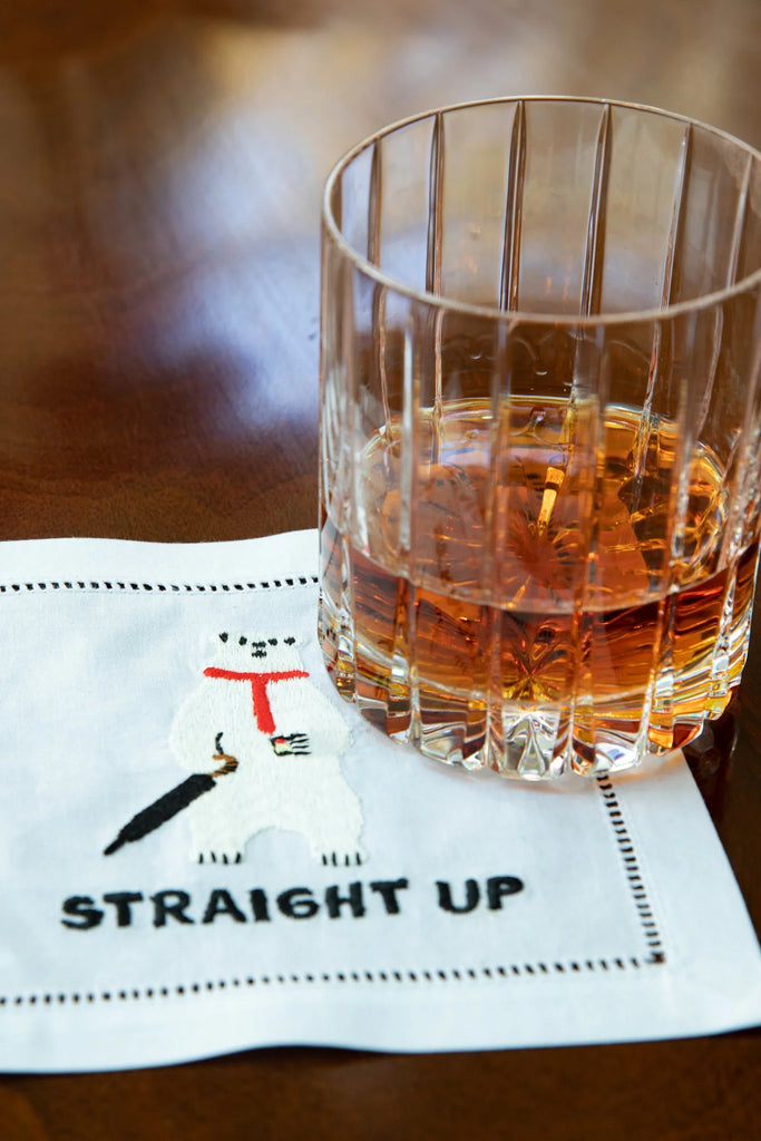 August Morgan Cocktail Napkin Set of 4 - Straight Up (White Polar Bear)