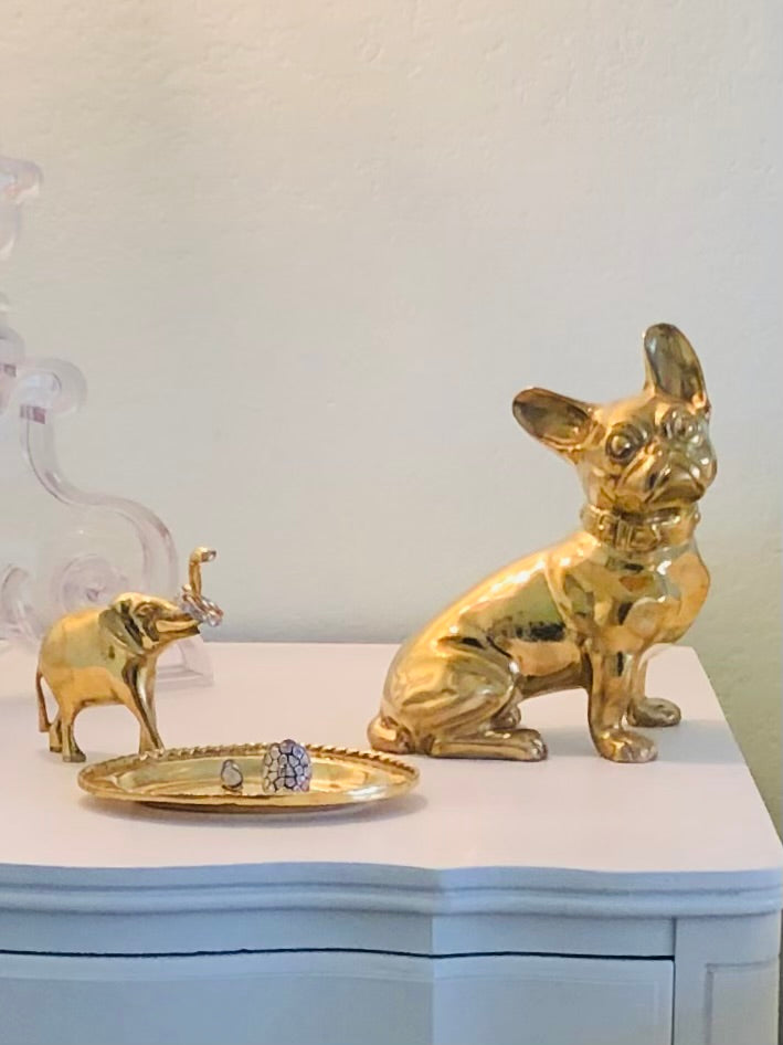 French Bulldog or "Frenchie" Dog Sculpture in Brass