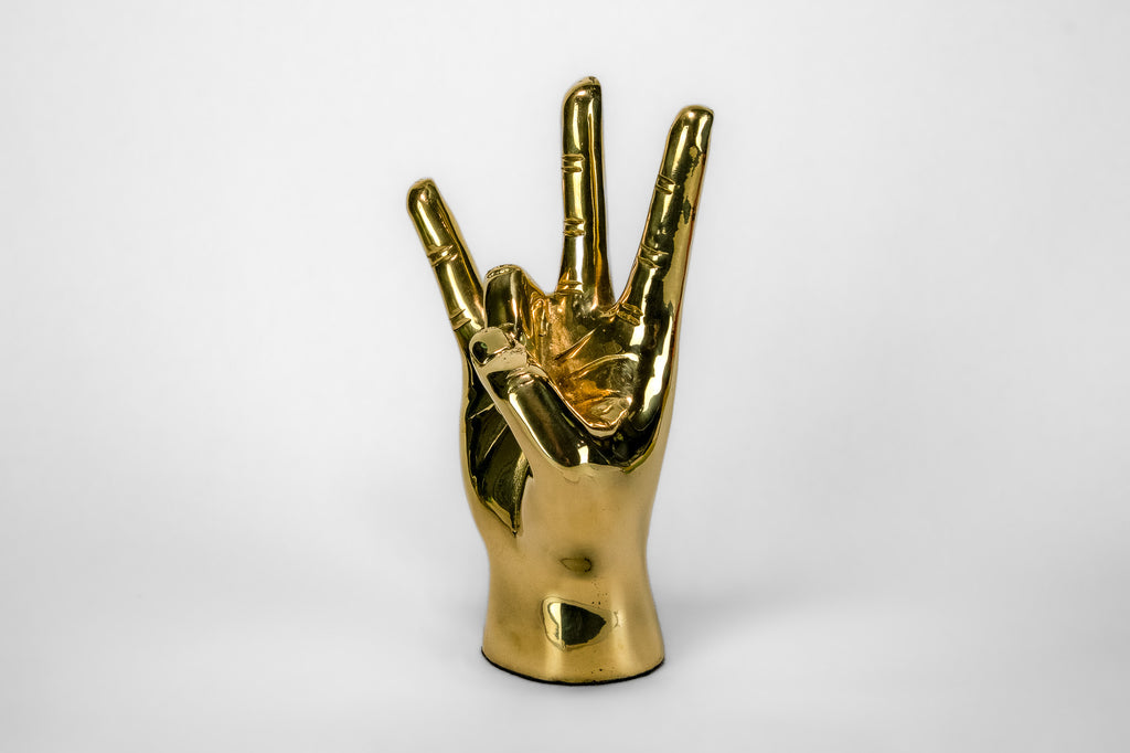 Cougar Paw, Pitchfork, or Triton Hand Sign Sculpture in Brass
