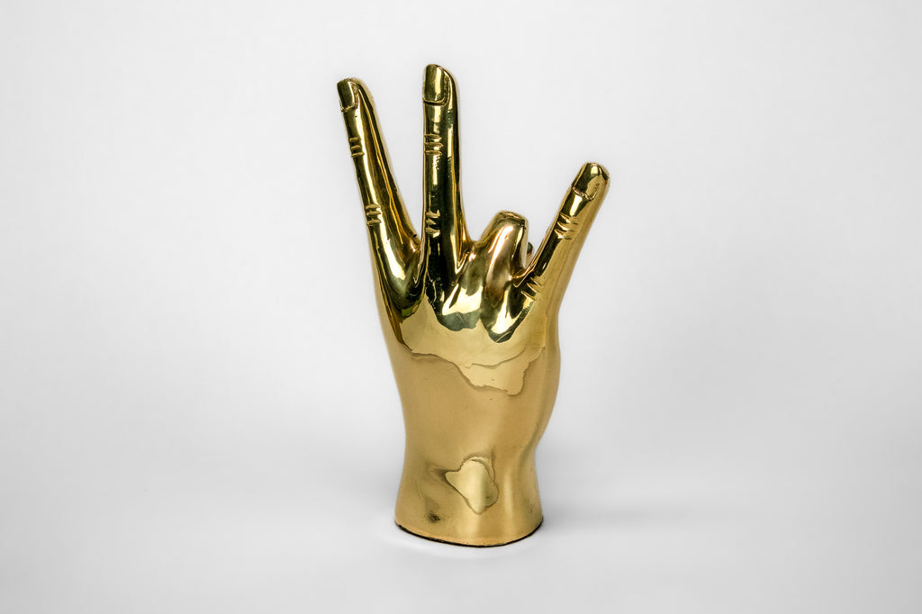 Cougar Paw, Pitchfork, or Triton Hand Sign Sculpture in Brass