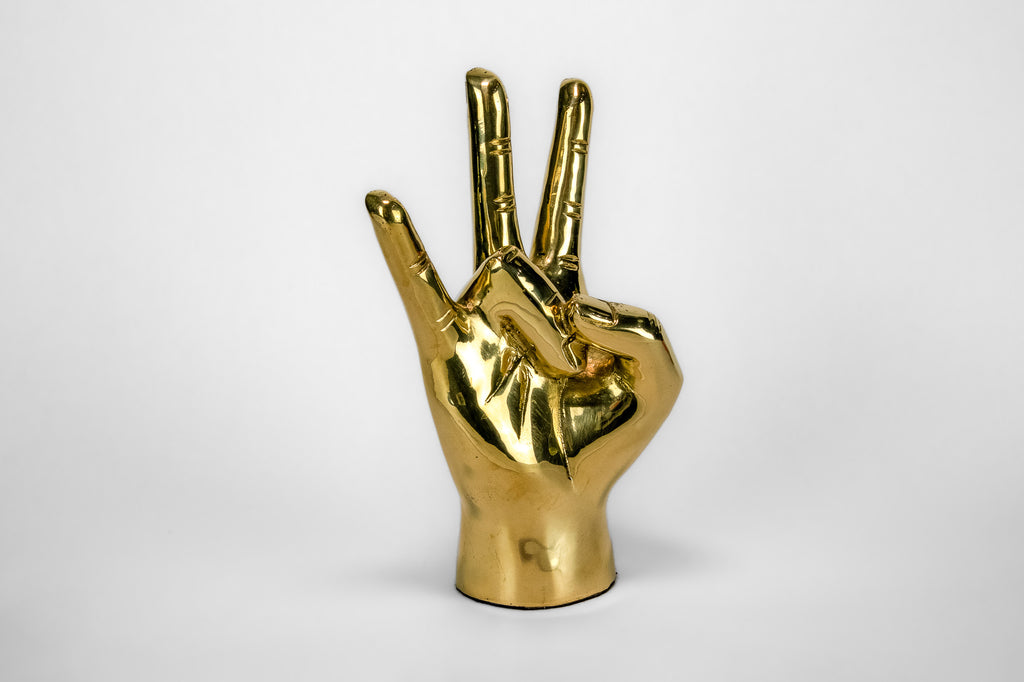 Cougar Paw, Pitchfork, or Triton Hand Sign Sculpture in Brass