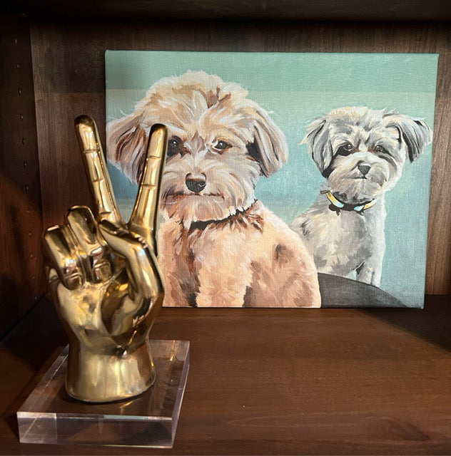 Peace Hand Sign Sculpture in Brass