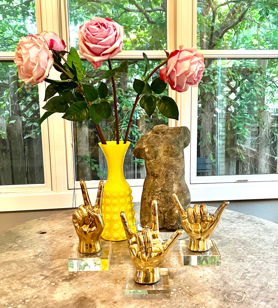 Shaka ("Hang Loose") or Roadrunner or "Birds Up" Hand Sign Sculpture in Brass