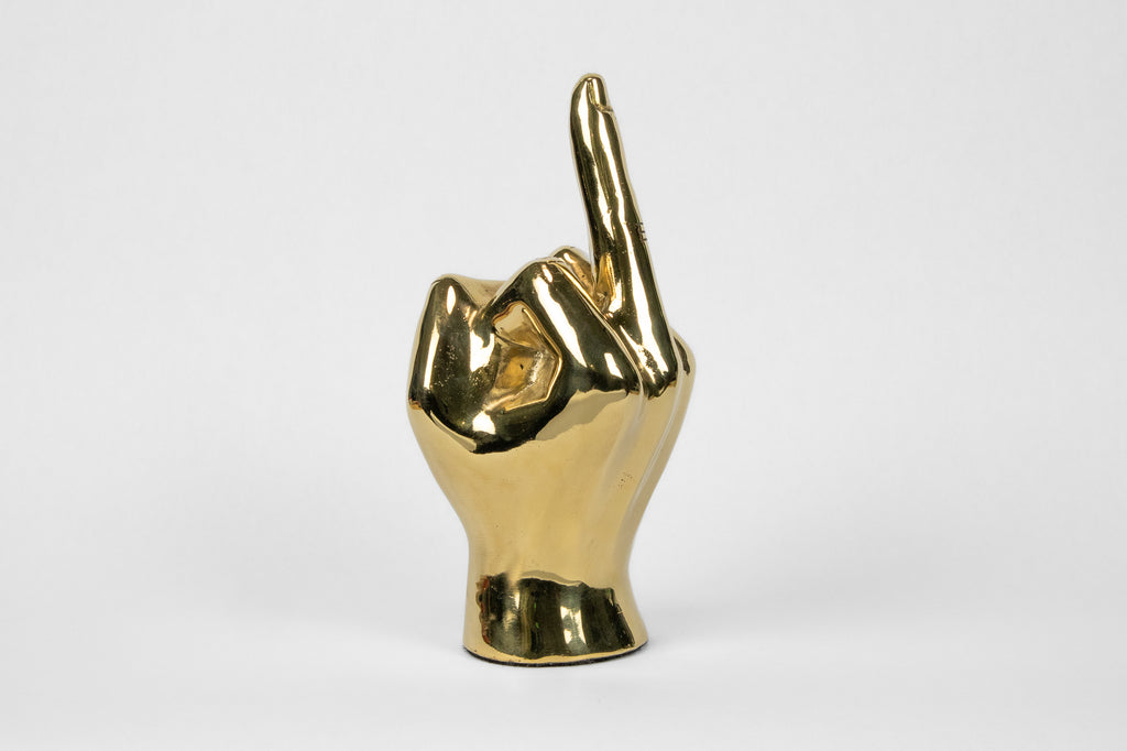 The Finger Hand Sign Sculpture in Brass