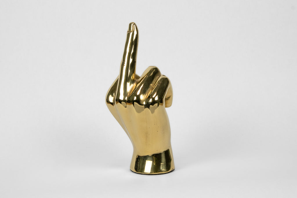 The Finger Hand Sign Sculpture in Brass