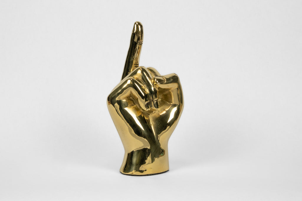 The Finger Hand Sign Sculpture in Brass