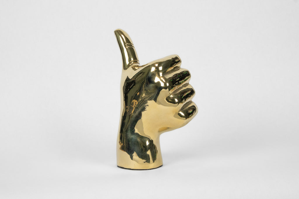 Thumbs Up or "Gig 'Em, Aggies" Hand Sign Sculpture in Brass