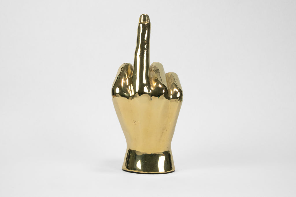 The Finger Hand Sign Sculpture in Brass